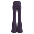 thumbnail image 5 of RUTAYY Women's Flare Pants Elastic High Waist Stretch Knit Slim Fit Versatile Casual Trousers, Purple, 5 of 5