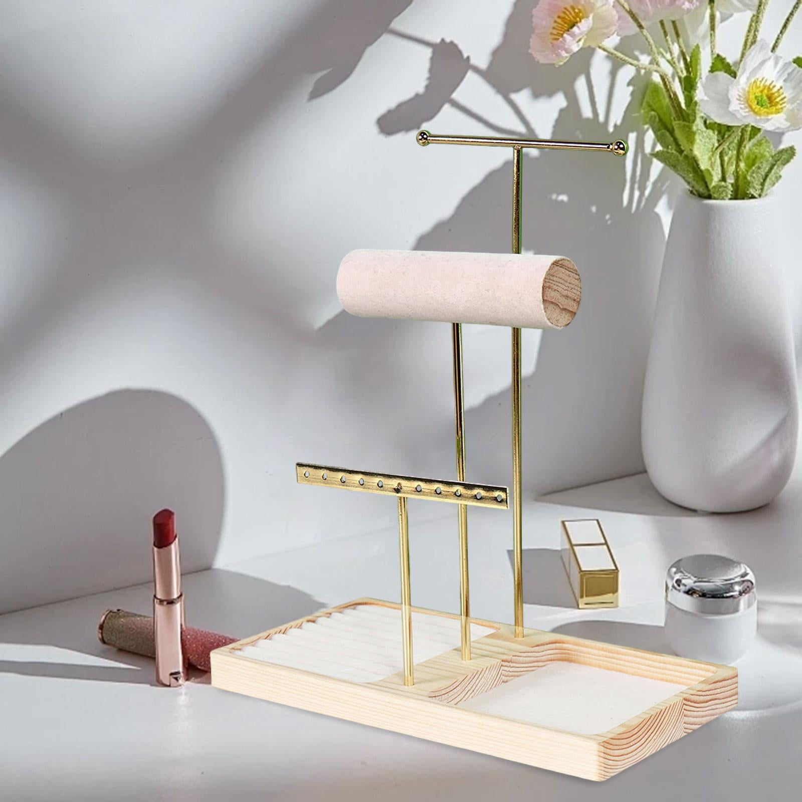 QccHieUs Jewelry Stand Organizer Necklace Holder Multifunctional Sturdy Accessory Earring Gold
