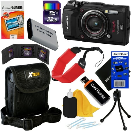 Digital Cameras Gps - Olympus Tough TG-5 Waterproof, Shockproof, Freezeproof & Crushproof Wi-Fi Digital Camera with GPS & HD 4K Video (Black) + Battery + 9pc 32GB Accessory Kit w/HeroFiber Cloth