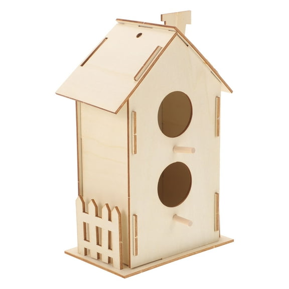 Raindrops DIY Unfinished Wooden Bird House Kit for Children Painting Crafts Natural Khaki Color 6.5x6.5x8.5 Inches