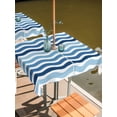 thumbnail image 6 of Outdoor Tablecloth with Umbrella Hole, Geometric Blue Ombre Spillproof Waterproof Outdoor Table Cover, Modern Gradient White Ocean Striped Patio Tablecloths for Party/Garden/Picnic, Square 54"x54", 6 of 9