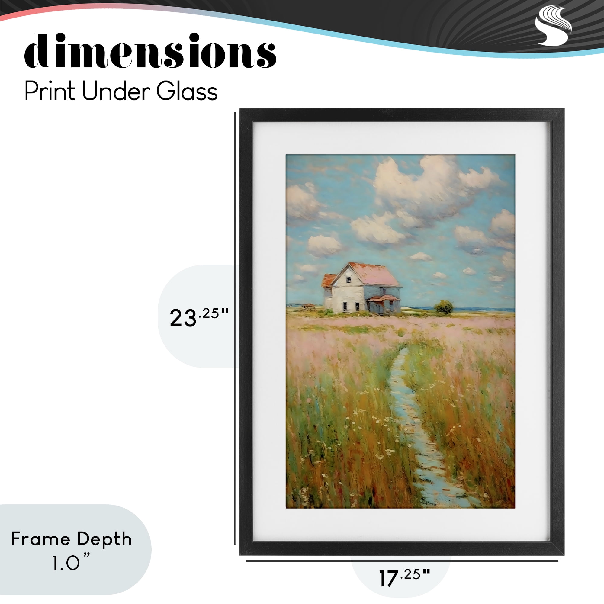 Stupell Industries House in Field of Flowers Black Framed Print Under Glass, design by Creative Studio