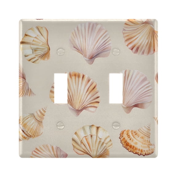 Yayeee Toggle Light Switch Wall Plate 2-Gang 4.56"x4.48" Decorative Outlet Cover, Pink Seashell