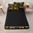 thumbnail image 4 of jejeloiu Safari Giraffe Zipper Twin Comforter Sets with Fitted Sheet and 2 Pillowcases For Men Women,Ethnic Pattern Zipper Bedding Set,Black Yellow,Black Reversible,4 Pieces, 4 of 7