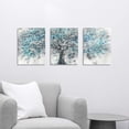 thumbnail image 3 of Abstract Tree Canvas Wall Art: 3 Pieces Navy Natural Scenery Prints Silver Blue Blooming Plant Painting Teal Modern Landscape Forest Picture Contemporary Artwork for Bedroom, 3 of 6