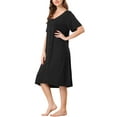 thumbnail image 4 of NOMADIC NOOK Womens 2 Packs Short Sleeve Nightshirt Button Up Midi Nightgown, 4 of 5