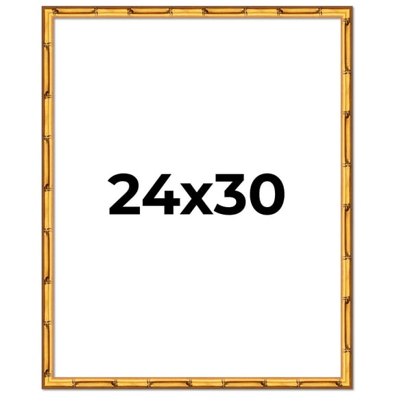 24x30 Frame Gold Bamboo Solid Wood Picture Frame | 0.75 Inch Moulding Width | Interior Frame Depth