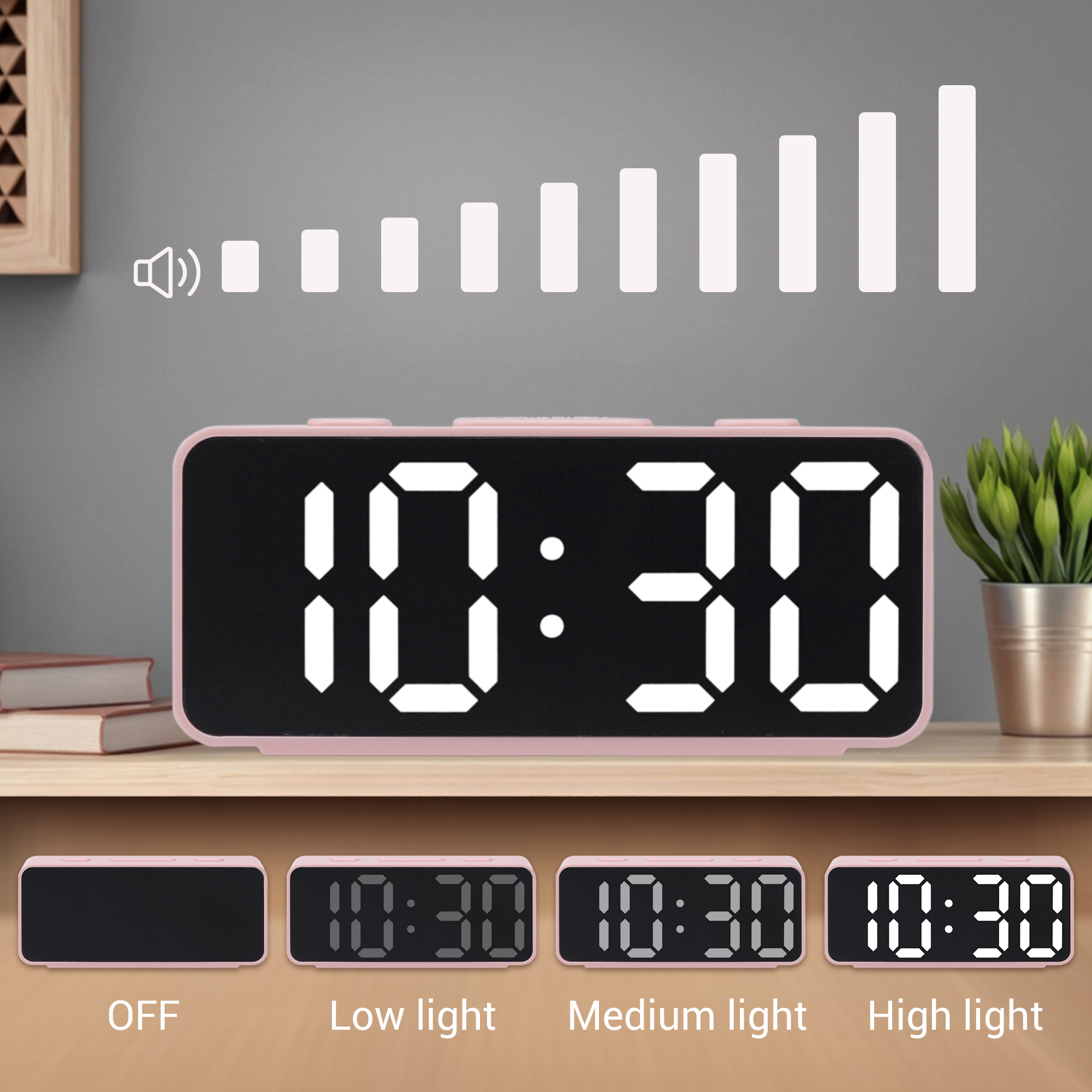 Unique Bargains Digital Alarm Clock for Bedroom Dorm Black 5.1"L x 1.0"W x 2.2"H