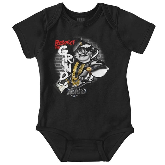 Urban Popeye Respect the Grind Romper Boys or Girls Infant Baby Brisco Brands NB