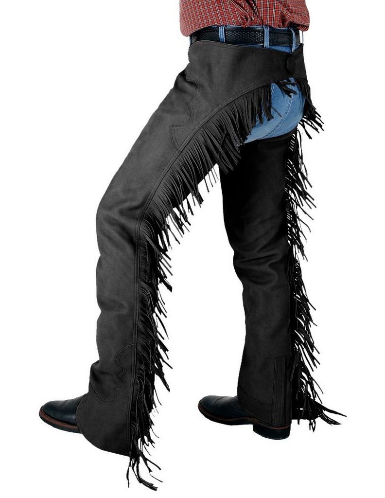 Tough 1 Western Chaps Adult Luxury Synthetic Adjustable L Black 63-325
