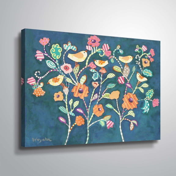 ArtWall Chirps in a Flower Bed, Gallery Wrapped Canvas by Holly Wojahn