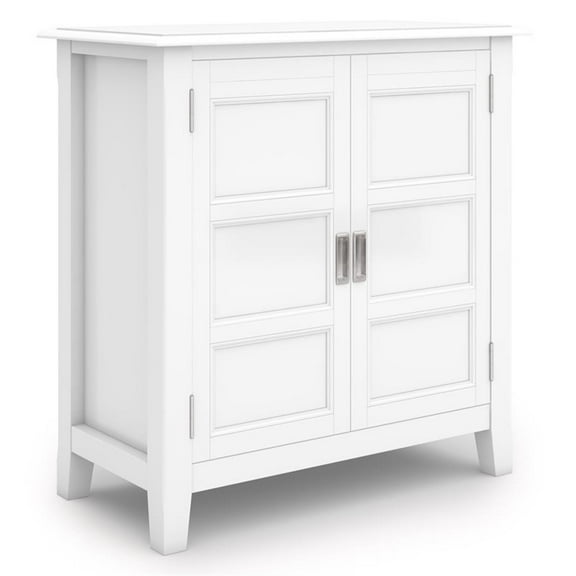 Pemberly Row Solid Wood 30"w Transitional Low Storage Cabinet in White