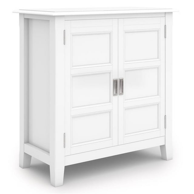 Simpli Home Burlington 30" WD Wood Transitional Low Storage Cabinet in White