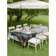 thumbnail image 3 of Outdoor Tablecloth with Umbrella Hole and Zipper, Western Cowboy Boots Rectangle Table Cloth 60x84 Inch Waterproof Tablecloth, Vintage Country Blue Wooden Picnic Table Cover for Patio Camping, 3 of 7