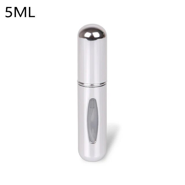Atomizador de Perfume de 8/5ml, contenedor de líquidos portátil para cosméticos, viaje, Mini botella rellenable vacía de Alcohol en aerosol de aluminio