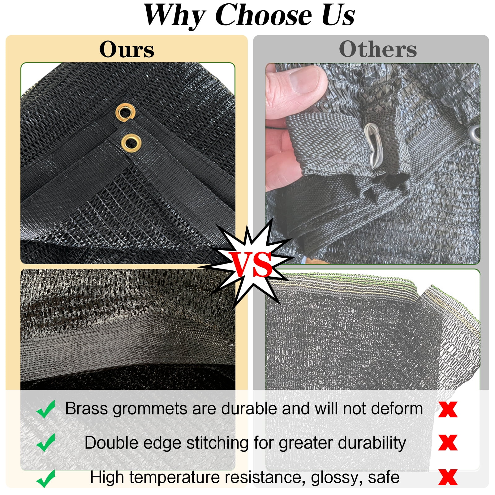 Quobiad 40% Black Shade Cloth, 10 x 20 FT Durable Taped Edge with Brass Grommets UV Resistant Garden Sunblock Shade Net for Outdoor Greenhouse, Plant and Patio