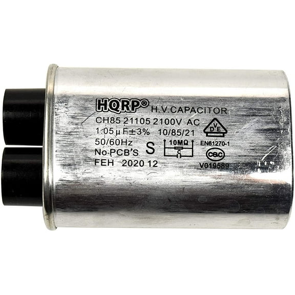 HQRP Microwave Capacitor Replacement 2100V 1.05uf Compatible with Amana Electrolux GE Kenmore Whirlpool, Connect Pin 3/16" Standard Terminal