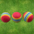 thumbnail image 1 of Práctica interior Esponja Espuma Bolas de arco iris Ayudas de entrenamiento de swing de golf 50 piezas Barbie Nuevos Originales, 1 of 6