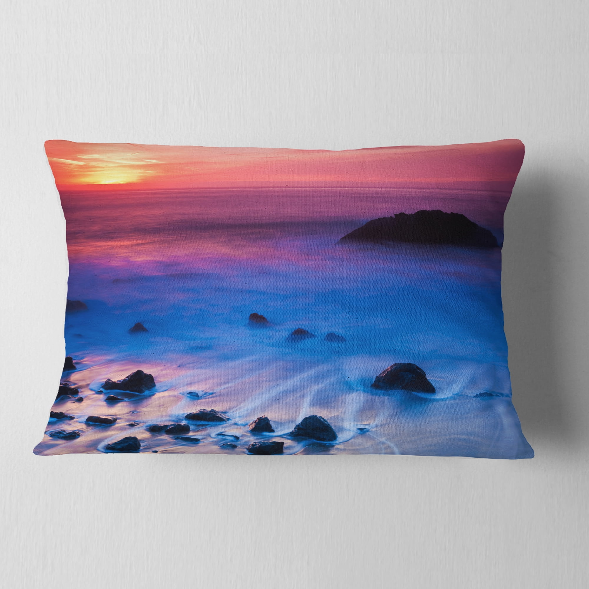 Designart 12" x 20" Blue Polyester Throw Pillow