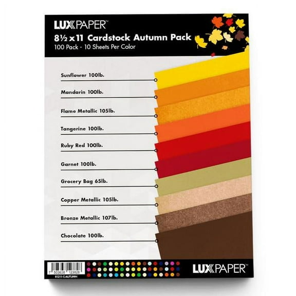 LUXPaper Cardstock, 8.5 x 11, 80lb Assorted, 100/Pack