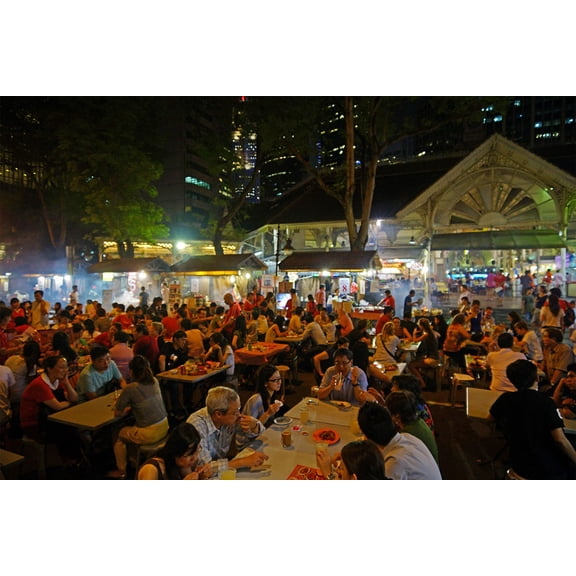 24x36 gallery poster, Lau Pa Sat hawker centre in the financial district