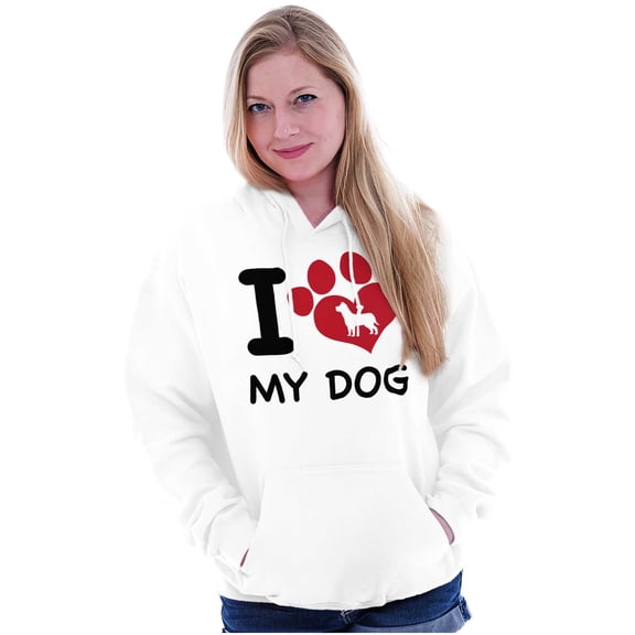 Love Dog Cute Paw Print Doggie Hoodie Sweatshirt Women Brisco Brands M