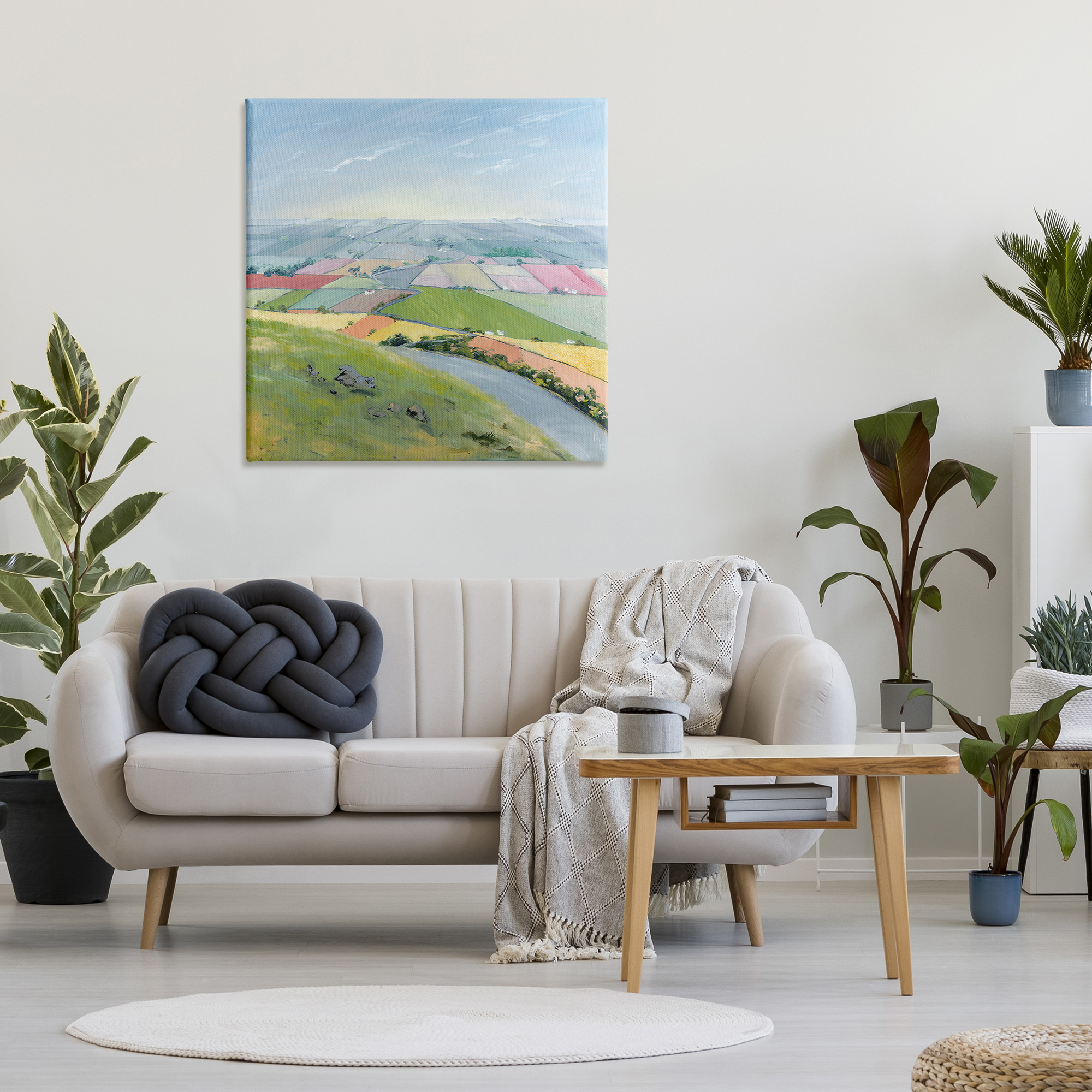 Stupell Industries Overlooking Farm Agriculture Landscape Painting Gallery Wrapped Canvas Art Print Wall Art, 36 x 36