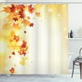 thumbnail image 1 of Autumn Shower Curtain, Flying Leaves Pattern on Bokeh Style Background Autumn Nature, Fabric Bathroom Set with Hooks, 69W X 70L Inches, Pale Yellow Orange Dark Orange, by Ambesonne, 1 of 3