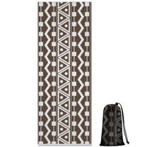 Brown and White Geometric Pattern Hot Yoga Mat Towel Non Slip for Hot Yoga - Quick-Drying Yoga Mat Cover with 4 Corner Pockets with Travel Bag - Hot Yoga Towel Non Slip 74"x26"