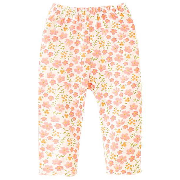 Odeerbi 1-6 Años Niñas Leggings Florales Calcetines Elásticos Pantalones Capris Patrón de Verano Bajo Calcetines