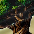 thumbnail image 5 of Homewish Vintage Nature Tree Kitchen Curtains,Mountain Landscape Black Out Curtains Pack of 2 (42x63 Each),Green Cream, 5 of 6