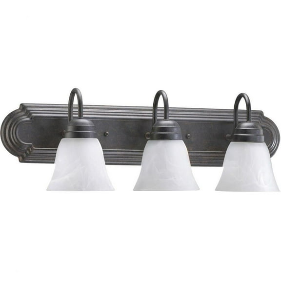 3 Light Vanity Light in Bailey Street Home Home Collection Style 24 inches Wide By 8 inches High-Toasted Sienna Finish-Fau Alabaster Glass Color