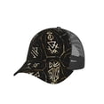 thumbnail image 7 of Mesh Baseball Caps Trucker Sun Hat Adjustable Fashion Snapback, Gold Black Ancient Runes, 7 of 7