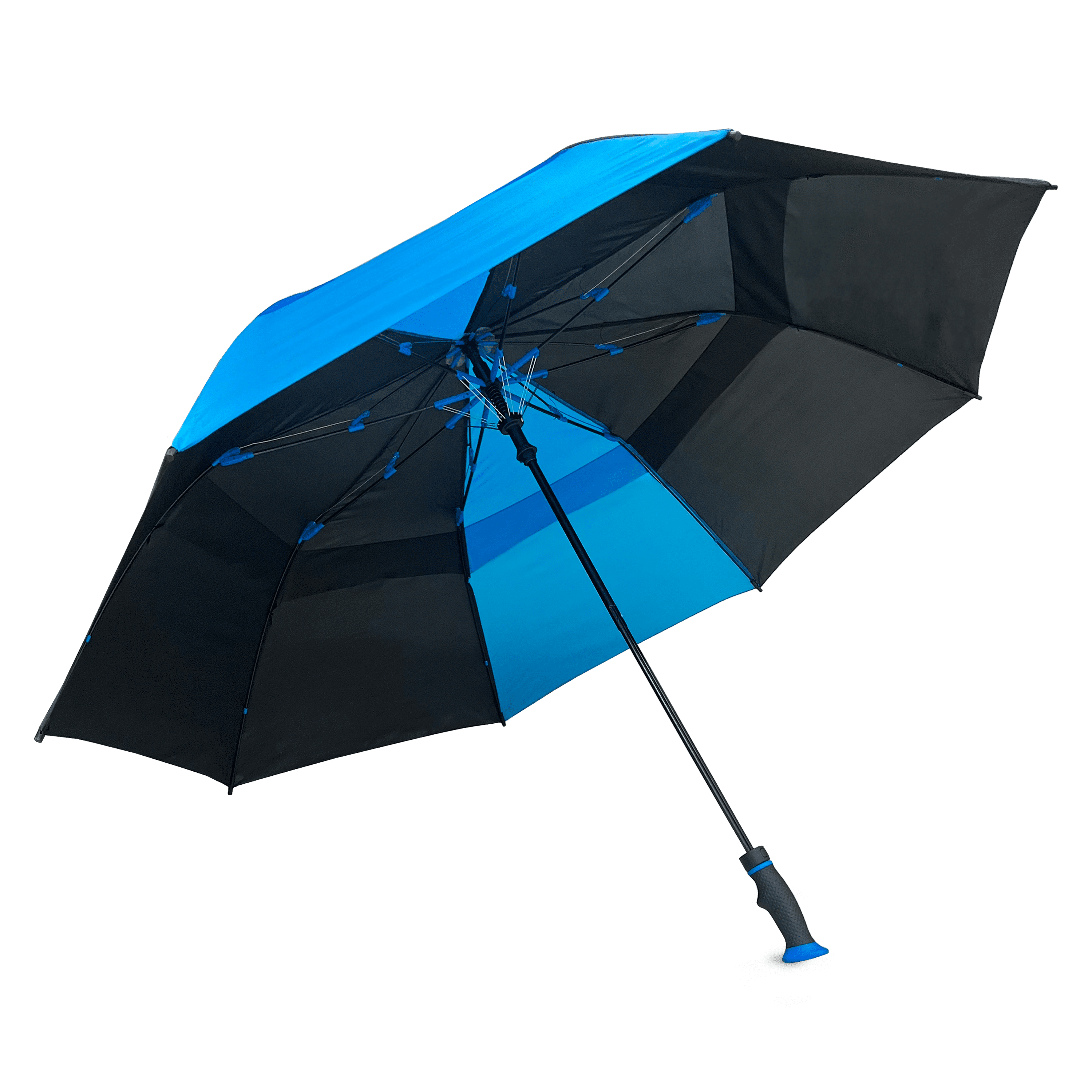 Weather Station Deluxe Two-Person Rain Umbrella Black Blue