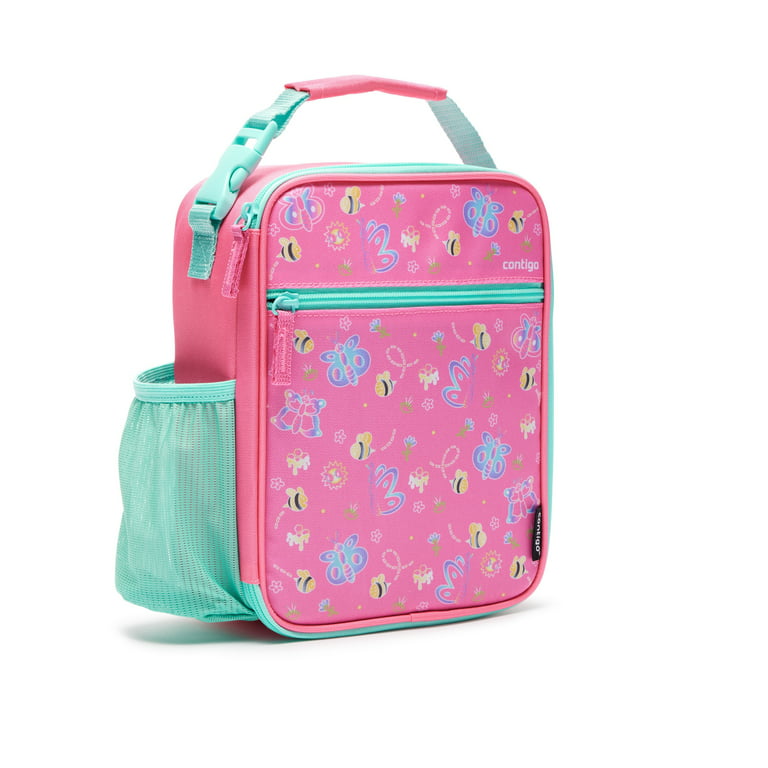 Contigo Kids Insulated Reusable Lunch Box with Antimicrobial Liner and Water Bottle Holder, Pink