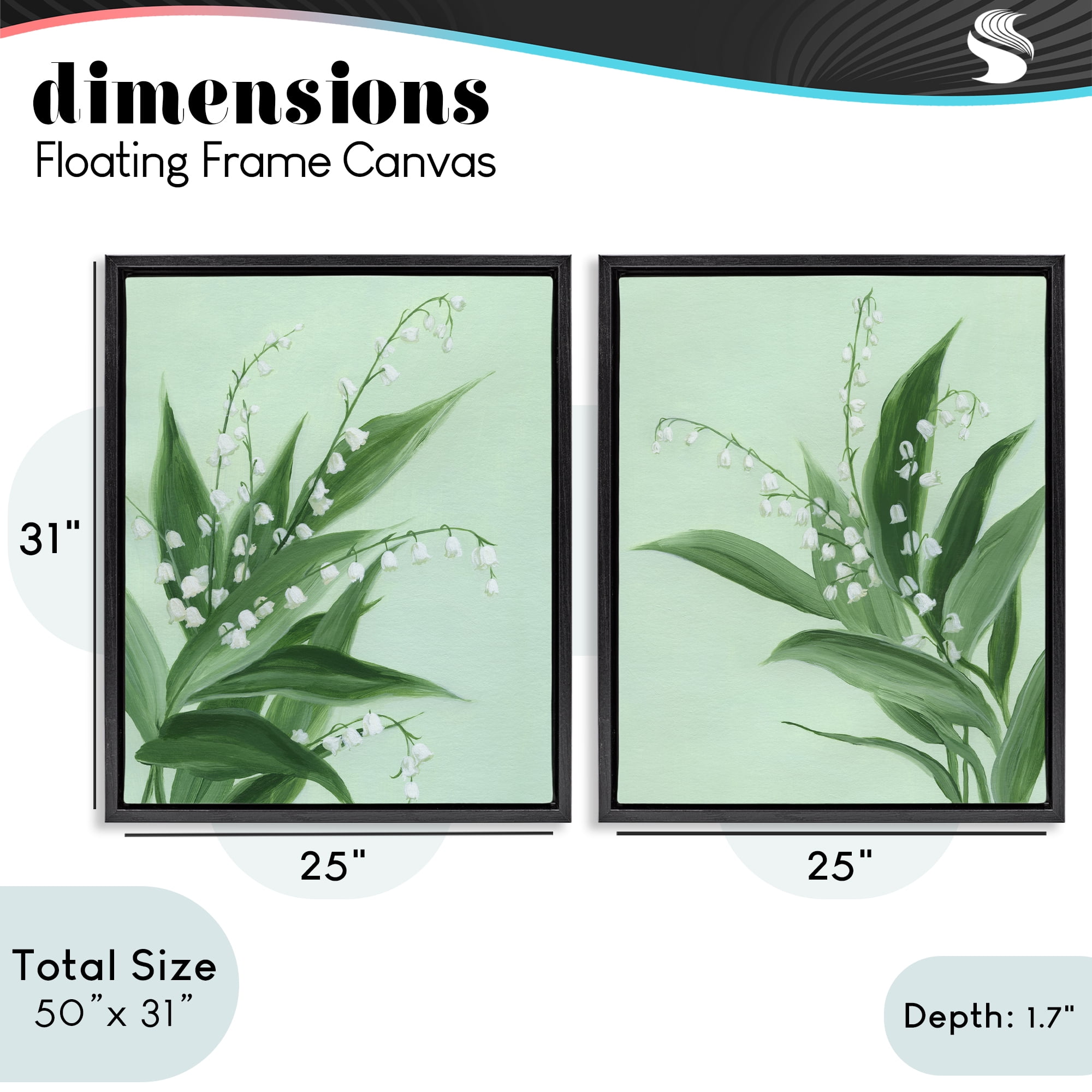 Stupell Industries Blooming Lily of Valley 2 Piece Black Framed Floater Canvas Set, design by Grace Popp