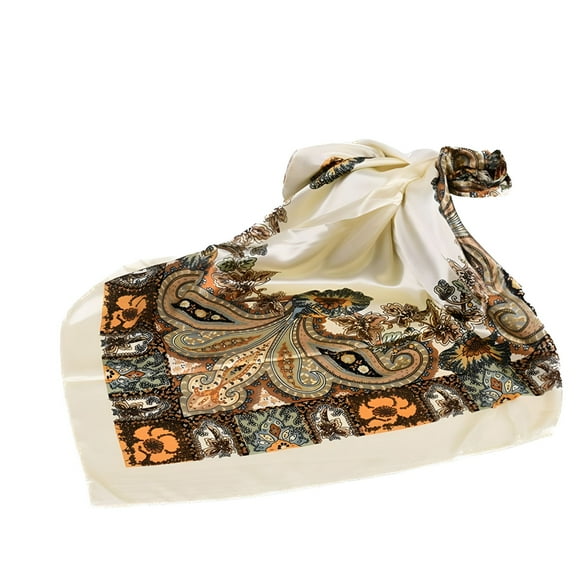 TELOLY Bandana Square Head Scarves Wrap Vintage Fall Scarf Satin Summer Thin Hair Head Smooth Winter Boho Cream One Size