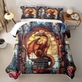 thumbnail image 2 of Feelyou Church Dragon Twin Quilt Set for Men Boys, Magical Floral Animal Twin Coverlet Set, Orange Gold, 2-Piece, 2 of 7