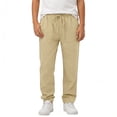 thumbnail image 4 of Mwjwdo Big Kids Boys Linen Blend Straight Pants, Solid Color with Large Pockets, Breathable Sports Casual Long Trousers Khaki 6 Years, 4 of 6