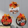 thumbnail image 3 of For Home Pumpkin Thanksgiving Happy Halloween Welcome Sign Wooden Hanging Plaque Door Wall Decorations Artificial Flowers 2, 3 of 6