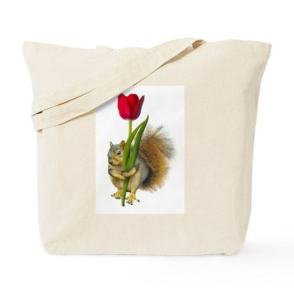 CafePress - Squirrel Red Tulip Tote Bag - Unisex Canvas Tote Bag, Beige, 1-Piece