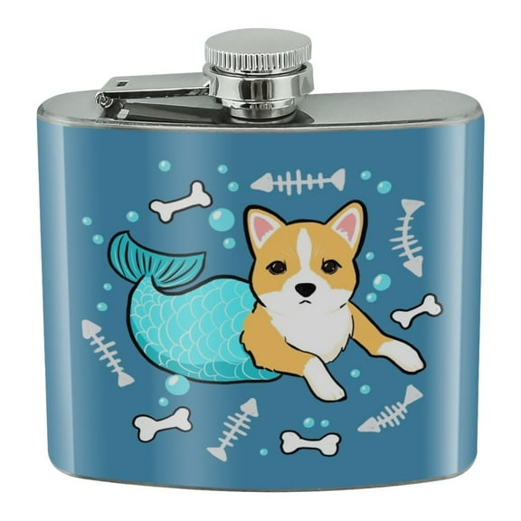 Merdog Mermaid Dog Stainless Steel 5oz Hip Drink Kidney Flask
