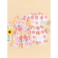 thumbnail image 3 of PaerPade Kid Toddler Baby Girl Summer 2 Pieces Shorts Outfits,6 12 18 24 Months 2T 3T 4T Flower Print Round Neck Short Sleeve T-Shirts Tops and Shorts 2Pcs Clothes Set, 3 of 9