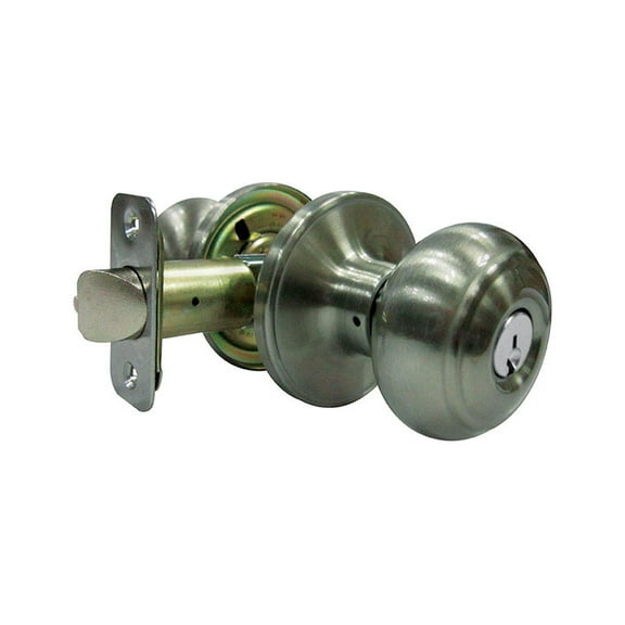 Faultless Fancy Mushroom Satin Nickel Entry Knobs Right Handed