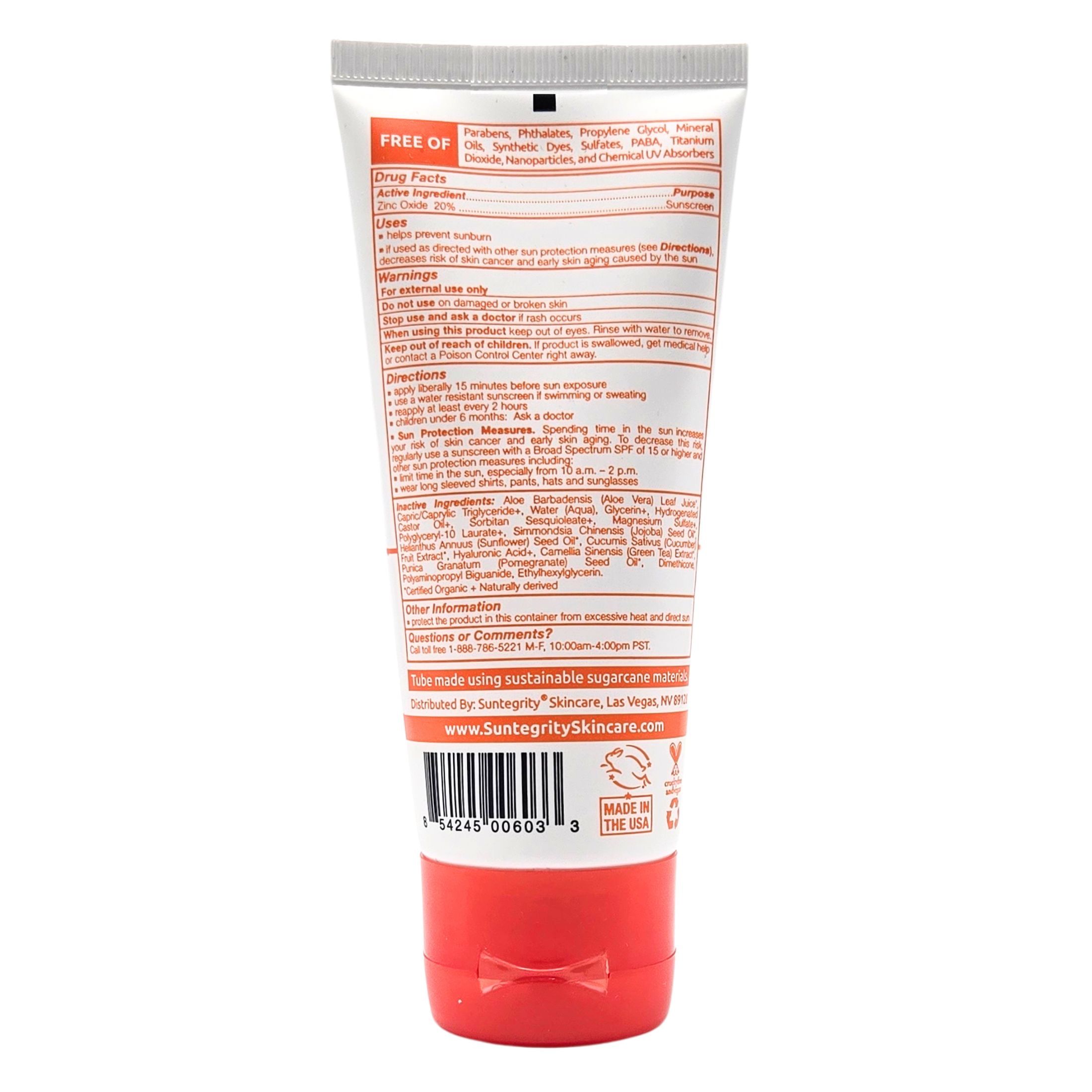 Suntegrity UNSCENTED Mineral Body Sunscreen, Broad Spectrum SPF 30 - 3oz