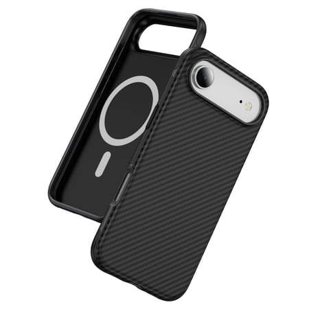 Magnetic Carbon Fiber Texture Case for iPhone Air, Support Wireless Charging, Raised Camera and Screen Protection, Skin Feeling Hand Grip Slim Hard Cover for iPhone Air, Black
