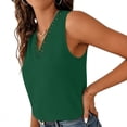 thumbnail image 6 of ZHYou No Boundrie Womens V Neck Sleeveless Tank Tops Crochet Eyelet Trim Hollow Out Loose Fit Comfy Breathable Summer Blouses for Daily Wear Green Size M, 6 of 7