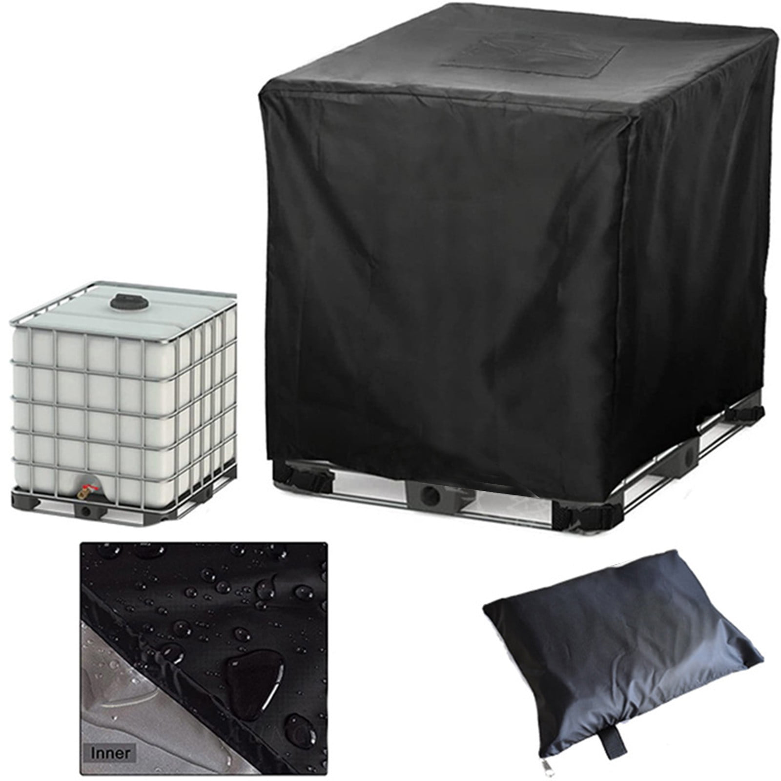 Ibc Cover Ecohintz Heavy-Duty Ibc Tote Rain Barrel Cover (210D) - Sunshade Protective Hood for 6L Ibc Tank Containers - Uv Resistant & Weatherproof - Ton Barrel Accessory, Rain Barrel Protector
