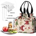thumbnail image 4 of Beige Christmas Santa and Animal Pattern Drawstring Lunch Bag Women - Drawstring Lunch Bag Insulated for Work Office - Stain-Resistant Large Lunchbags for Women with Multi-Pockets, 4 of 6
