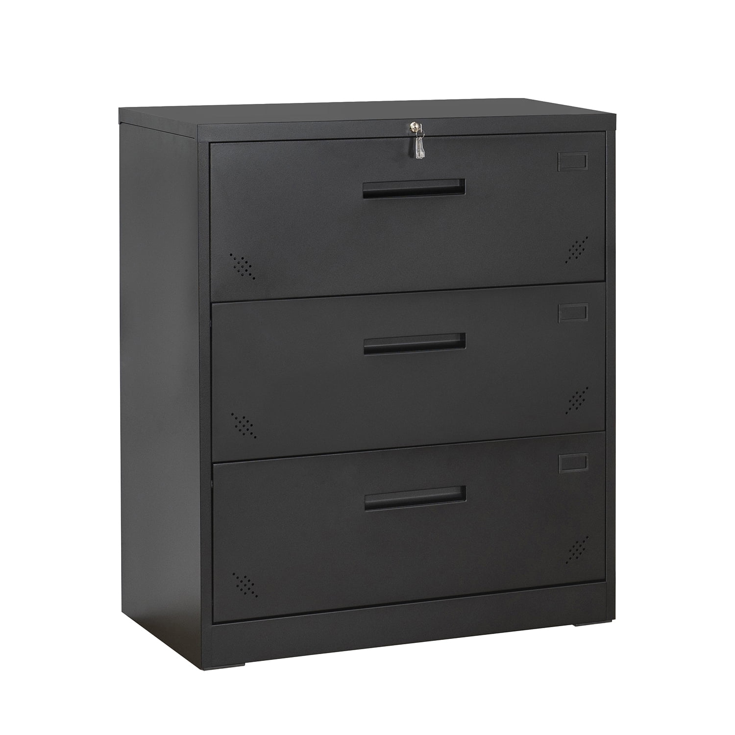 Kadyn Lateral File Storage Cabinet, 3 Drawer Filing Cabinet with Lock, Steel Office Wide File Cabinet for Home Office, Black Kadyn Lateral File Storage Cabinet, 3 Drawer Filing Cabinet with Lock, Steel Office Wide File Cabinet for Home Office, Black